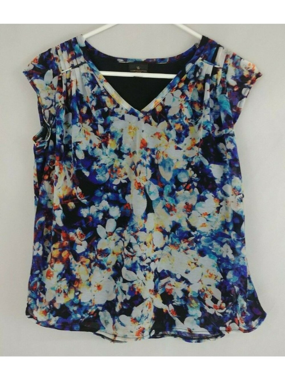 Worthington Petite Women's Sleeveless Colorful Blouse With Floral Print Size PM